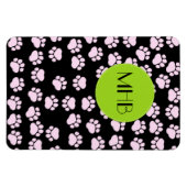 Muster von Paws, rosa Paws, Hundeschlitten, Monogr Magnet (Horizontal)