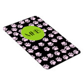 Muster von Paws, rosa Paws, Hundeschlitten, Monogr Magnet (Rechte Seite)