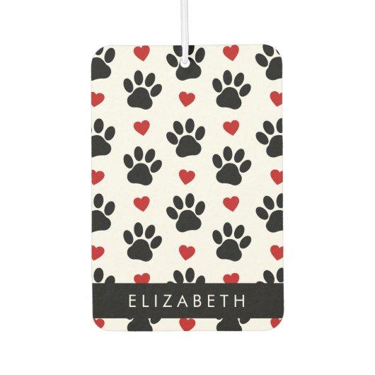 Muster von Paws, schwarzen Paws, roten Herzen, Ihr Autolufterfrischer (Vorderseite)