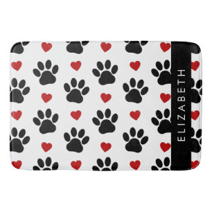 Muster von Paws, schwarzen Paws, roten Herzen, Ihr Badematte