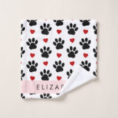 Muster von Paws, schwarzen Paws, roten Herzen, Ihr Badhandtuch Set (Waschlappen)