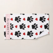 Muster von Paws, schwarzen Paws, roten Herzen, Ihr Badhandtuch Set (Handtuch)