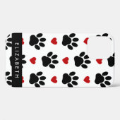Muster von Paws, schwarzen Paws, roten Herzen, Ihr Case-Mate iPhone Hülle (Rückseite (Horizontal))
