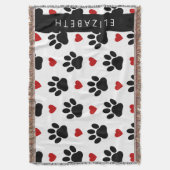 Muster von Paws, schwarzen Paws, roten Herzen, Ihr Decke (Vorderseite Vertikal)