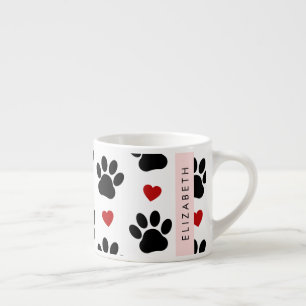 Muster von Paws, schwarzen Paws, roten Herzen, Ihr Espressotasse