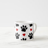 Muster von Paws, schwarzen Paws, roten Herzen, Ihr Espressotasse (Vorderseite Rechts)