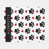 Muster von Paws, schwarzen Paws, roten Herzen, Ihr Fleecedecke (Vorderseite (Horizontal))
