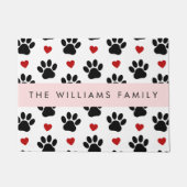 Muster von Paws, schwarzen Paws, roten Herzen, Ihr Fußmatte (Vorderseite)