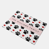 Muster von Paws, schwarzen Paws, roten Herzen, Ihr Fußmatte (Schrägansicht)