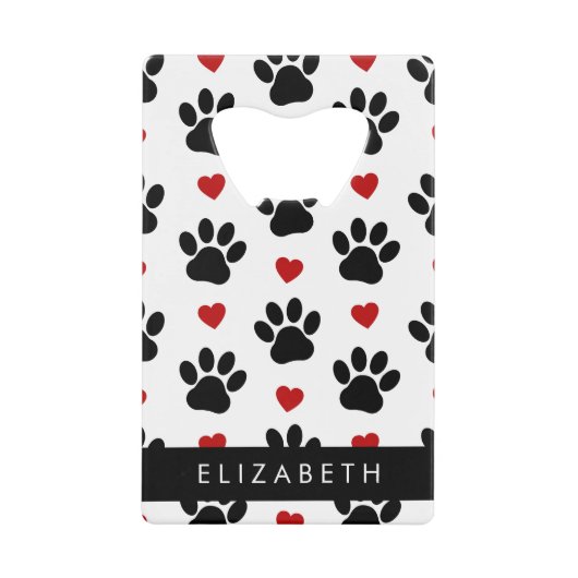 Muster von Paws, schwarzen Paws, roten Herzen, Ihr Geldbeutel Flaschenöffner (Vorderseite)