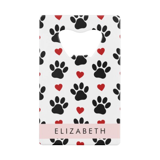 Muster von Paws, schwarzen Paws, roten Herzen, Ihr Geldbeutel Flaschenöffner (Vorderseite)