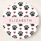 Muster von Paws, schwarzen Paws, roten Herzen, Ihr Getränkeuntersetzer (Vorne)