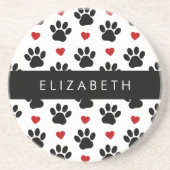 Muster von Paws, schwarzen Paws, roten Herzen, Ihr Getränkeuntersetzer (Vorne)