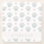 Muster von Paws, schwarzen Paws, roten Herzen, Ihr Glasuntersetzer (Rückseite)