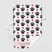 Muster von Paws, schwarzen Paws, roten Herzen, Ihr Golfhandtuch (Insitu)
