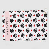 Muster von Paws, schwarzen Paws, roten Herzen, Ihr Golfhandtuch (Horizontal)