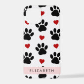 Muster von Paws, schwarzen Paws, roten Herzen, Ihr iPhone Hülle (Rückseite)