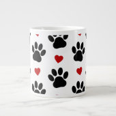 Muster von Paws, schwarzen Paws, roten Herzen, Ihr Jumbo-Tasse (Vorderseite)