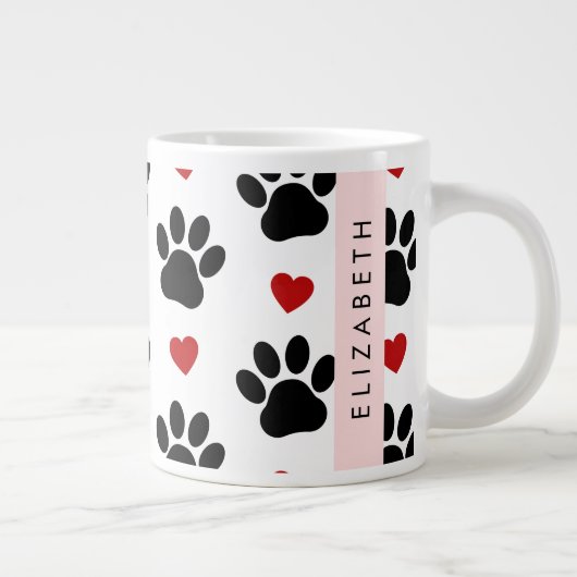 Muster von Paws, schwarzen Paws, roten Herzen, Ihr Jumbo-Tasse (Rechts)
