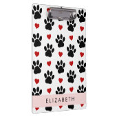 Muster von Paws, schwarzen Paws, roten Herzen, Ihr Klemmbrett (Rechts)