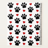 Muster von Paws, schwarzen Paws, roten Herzen, Ihr Planer (Rückseite)
