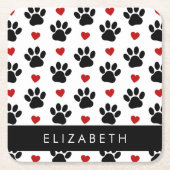 Muster von Paws, schwarzen Paws, roten Herzen, Ihr Rechteckiger Pappuntersetzer (Vorderseite)