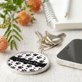 Muster von Paws, schwarzen Paws, roten Herzen, Ihr Schlüsselanhänger (Seite)