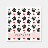 Muster von Paws, schwarzen Paws, roten Herzen, Ihr Serviette (Vorderseite)