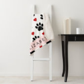 Muster von Paws, schwarzen Paws, roten Herzen, Ihr Sherpadecke (Beispiel)