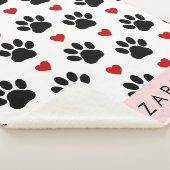 Muster von Paws, schwarzen Paws, roten Herzen, Ihr Sherpadecke (3/4)