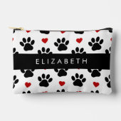 Muster von Paws, schwarzen Paws, roten Herzen, Ihr Zubehörtasche (Vorderseite)