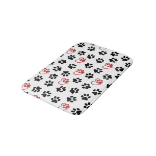 Muster von Paws, schwarzen Paws, roten Paws, Herz Badematte