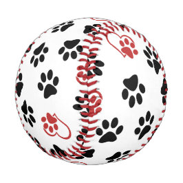 Muster von Paws, schwarzen Paws, roten Paws, Herz Baseball