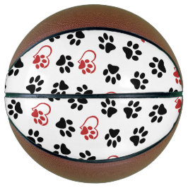 Muster von Paws, schwarzen Paws, roten Paws, Herz Basketball