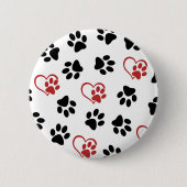Muster von Paws, schwarzen Paws, roten Paws, Herz Button (Vorderseite)