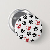 Muster von Paws, schwarzen Paws, roten Paws, Herz Button (Vorne & Hinten)
