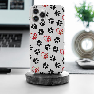 Muster von Paws, schwarzen Paws, roten Paws, Herz Case-Mate iPhone Hülle