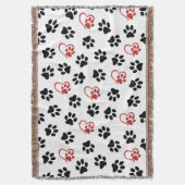Muster von Paws, schwarzen Paws, roten Paws, Herz Decke (Vorderseite Vertikal)