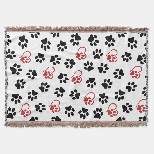 Muster von Paws, schwarzen Paws, roten Paws, Herz Decke (Vorderseite)
