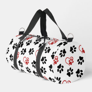Muster von Paws, schwarzen Paws, roten Paws, Herz Duffle Bag