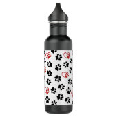 Muster von Paws, schwarzen Paws, roten Paws, Herz Edelstahlflasche (Links)