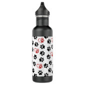 Muster von Paws, schwarzen Paws, roten Paws, Herz Edelstahlflasche (Rechts)