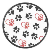 Muster von Paws, schwarzen Paws, roten Paws, Herz Eishockey Puck (Vorderseite)