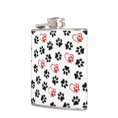 Muster von Paws, schwarzen Paws, roten Paws, Herz Flachmann (Links)