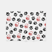 Muster von Paws, schwarzen Paws, roten Paws, Herz Fleecedecke (Vorderseite (Horizontal))