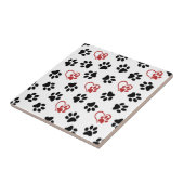 Muster von Paws, schwarzen Paws, roten Paws, Herz Fliese (Seite)