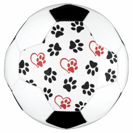 Muster von Paws, schwarzen Paws, roten Paws, Herz Fußball