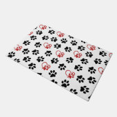 Muster von Paws, schwarzen Paws, roten Paws, Herz Fußmatte (Schrägansicht)