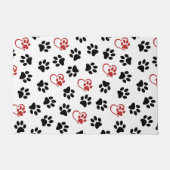 Muster von Paws, schwarzen Paws, roten Paws, Herz Fußmatte (Vorderseite)