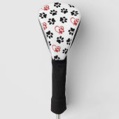 Muster von Paws, schwarzen Paws, roten Paws, Herz Golf Headcover (Vorderseite)